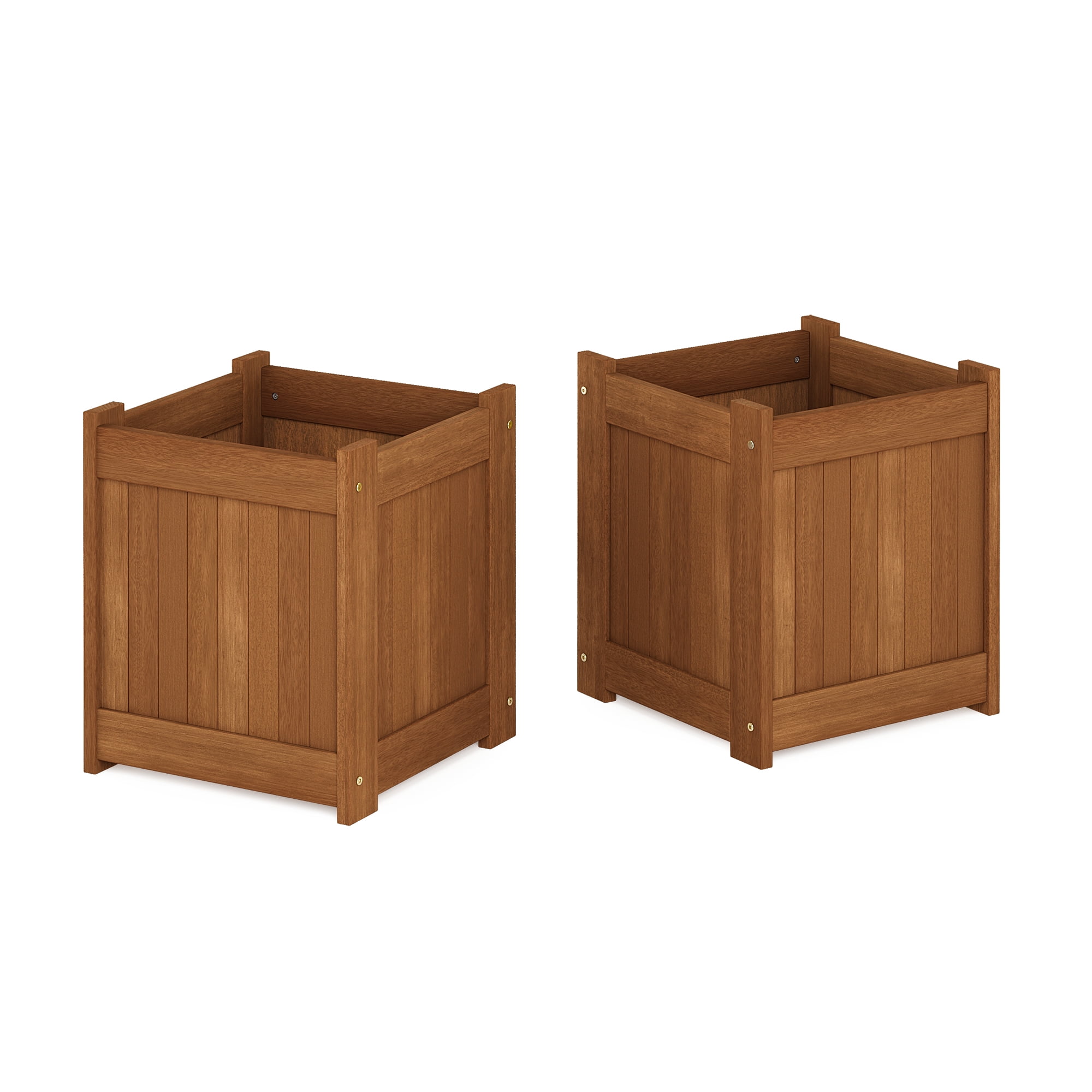 Tioman Natural Hardwood Outdoor Flower Boxes, Set of 2