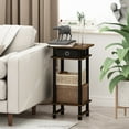 thumbnail image 1 of Furinno 17017 Turn-N-Tube Tall End Table with Bin, Amber Pine/Black/Black, 1 of 5