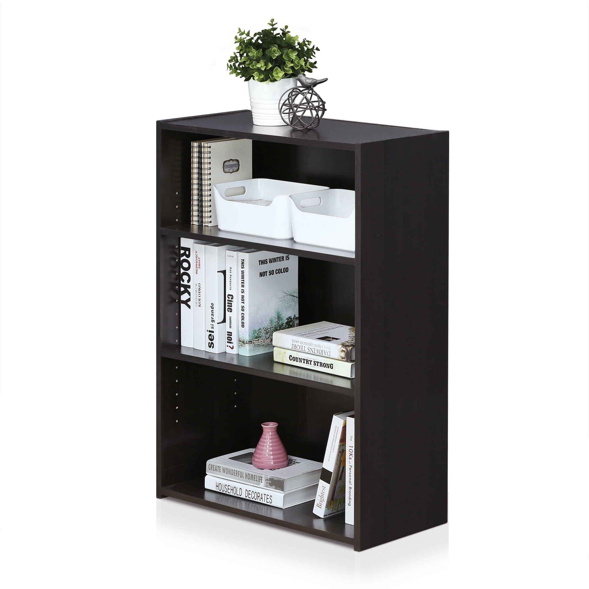 Furinno 17060SCC Wright Adult 3-Shelf Standard Bookcase, Cinnamon Cherry