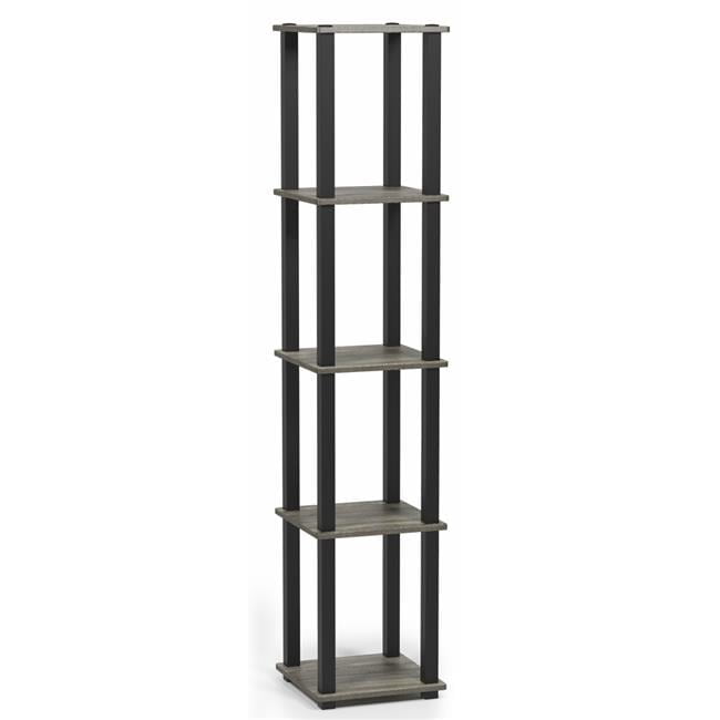 Black and Gray Adjustable 5-Tier Corner Wood Shelf