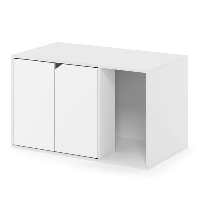 Solid White Modern MDF Cat Litter Box Enclosure with Storage