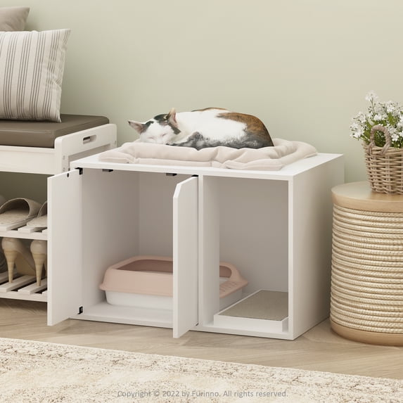Furinno Peli Small Litter Box Enclosure, Solid White