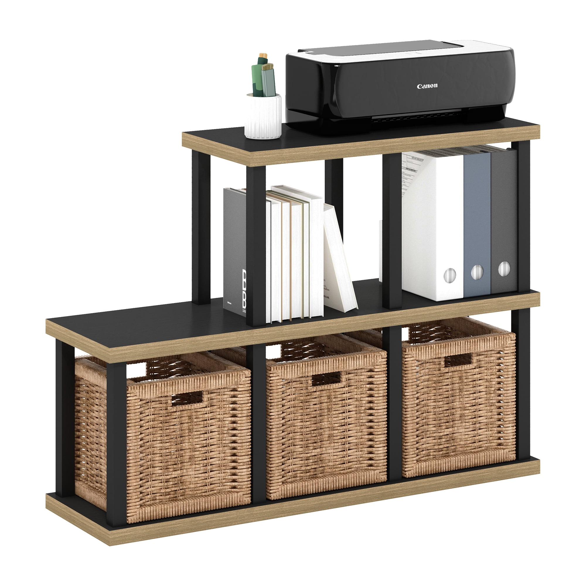 Furinno TURN-N-TUBE No Tools 5-Cube Decorative Display Shelf in Americano/Black