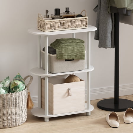 Furinno TURN-N-TUBE No Tools 3-Tier Modern Oval Side Display White/Virgin White