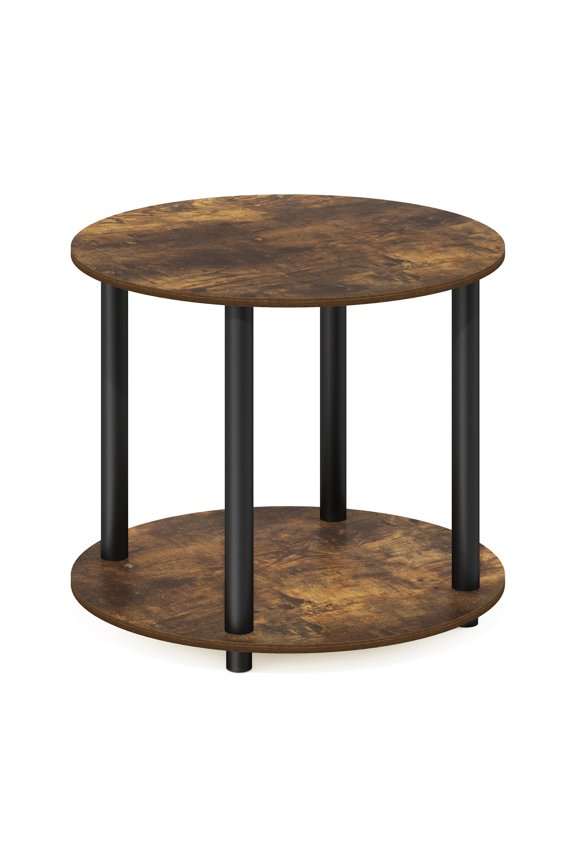 Furinno Turn-N-Tube Simple Design 2-Tier Round Wooden Coffee Table in Amber Pine