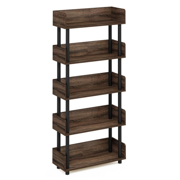 Furinno TURN-N-TUBE 4-Tier Freestanding Multipurposes Display Rack in Walnut