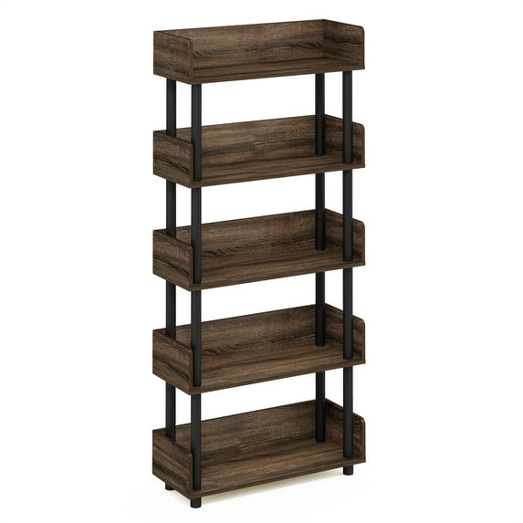 Furinno Turn-N-Tube 4-Tier Freestanding Multipurposes Display Rack in Walnut
