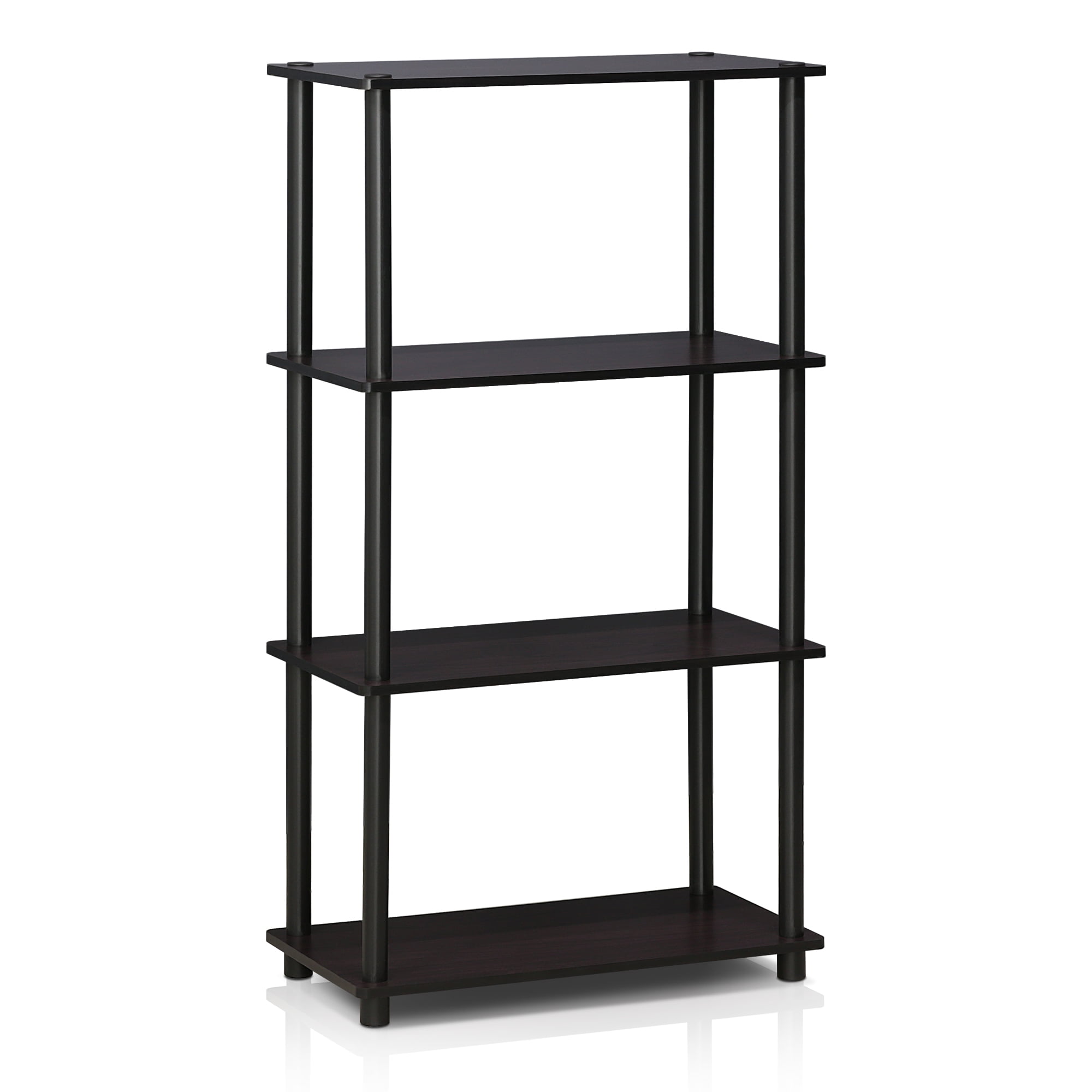 Dark Walnut 4-Tier Wooden Ladder Bookshelf