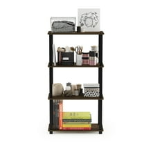 Furinno 23.6"W x 11.4"D x 43.25"H 4-Shelf Decorative Shelves, Columbia Walnut and Black