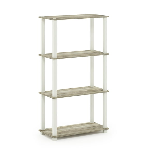 Furinno 23.6 W x 11.4 D x 43.25 H 4-Shelf Decorative Shelves, Sonoma Oak and White