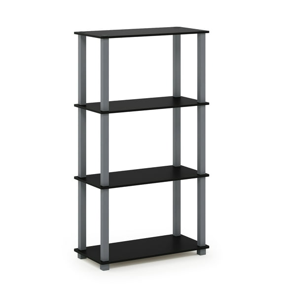 Furinno 23.6 W x 11.4 D x 43.25 H 4-Shelf Freestanding Shelves, Black and Gray