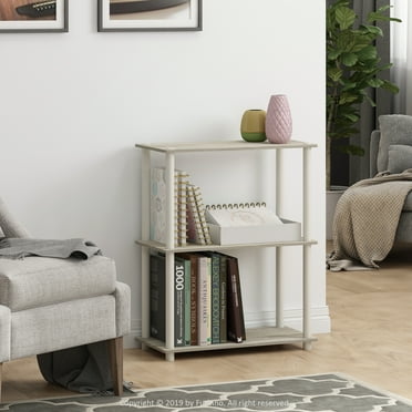 Furinno 23.6 W x 11.6 D x 29.5 H 3-Shelf Freestanding Shelving Unit, Sonoma Oak and White