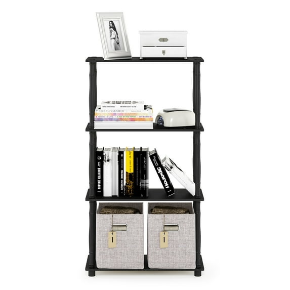 Furinno 23.6 W x 11.6 D x 43.25 H 4-Shelf Decorative Shelves, Americano and Black