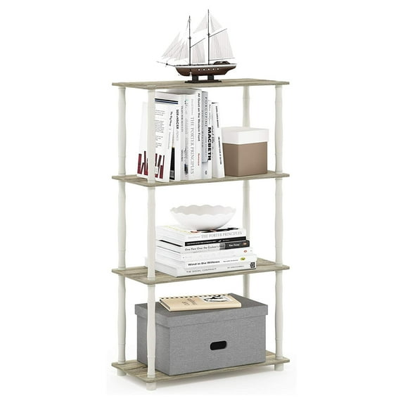 Furinno 23.6 W x 11.6 D x 43.25 H 4-Shelf Decorative Shelves, Sonoma Oak and White