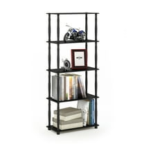 Furinno 23.6"W x 11.6"D x 57.4"H 5-Shelf Decorative Shelves, Americano and Black