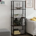 thumbnail image 1 of Furinno 23.6 W x 11.6 D x 57.4 H 5-Shelf Decorative Shelves, Dark Cherry and Black, 1 of 6