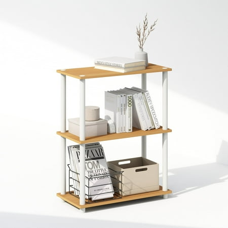 Furinno 3 Tier Multipurpose Compact Display Standard Bookcase, Woods White, 29.60"