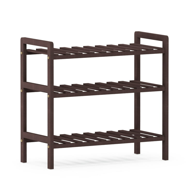 Furinno Alder Pine Solid Wood 3-Tier Shoe Rack, Espresso