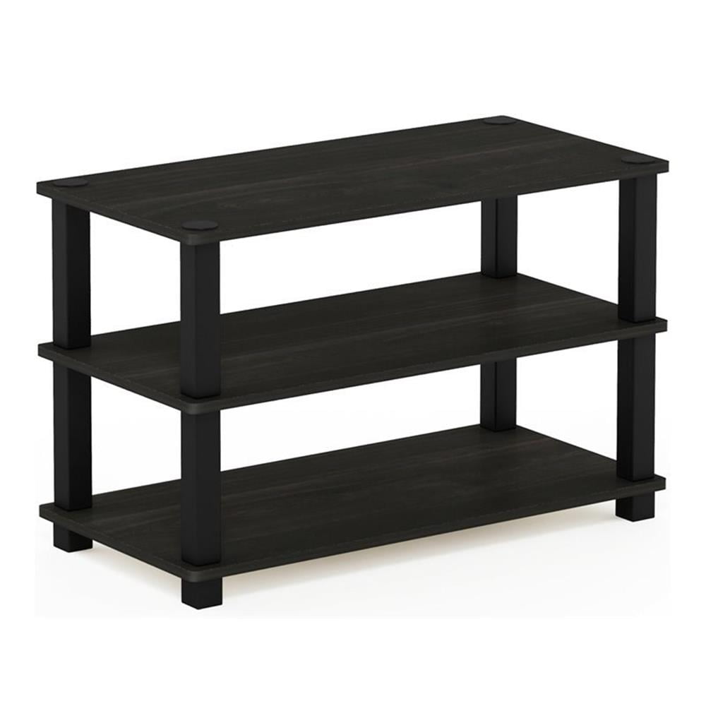 Black Laminated 3-Tier Revolving Wood and Plastic Shelf