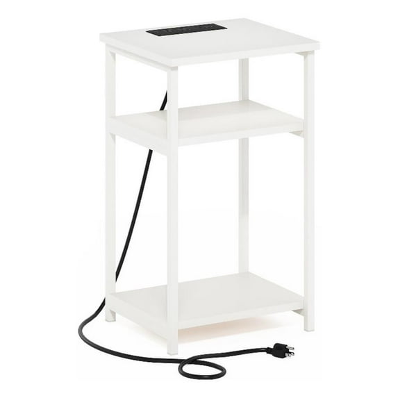 3-Tier USB and Type-C Charging Port Open Storage Side Table with Metal Frame