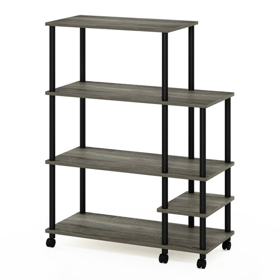 Furinno 35.2 W x 15.6 D x 46.1 H 5-Shelf Freestanding Shelves, French Oak Gray and Black