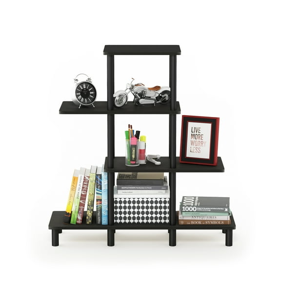 Furinno 37.01 W X 11.61 D X 39.45 H 4-Shelf Decorative Shelves, French Oak Gray and Black