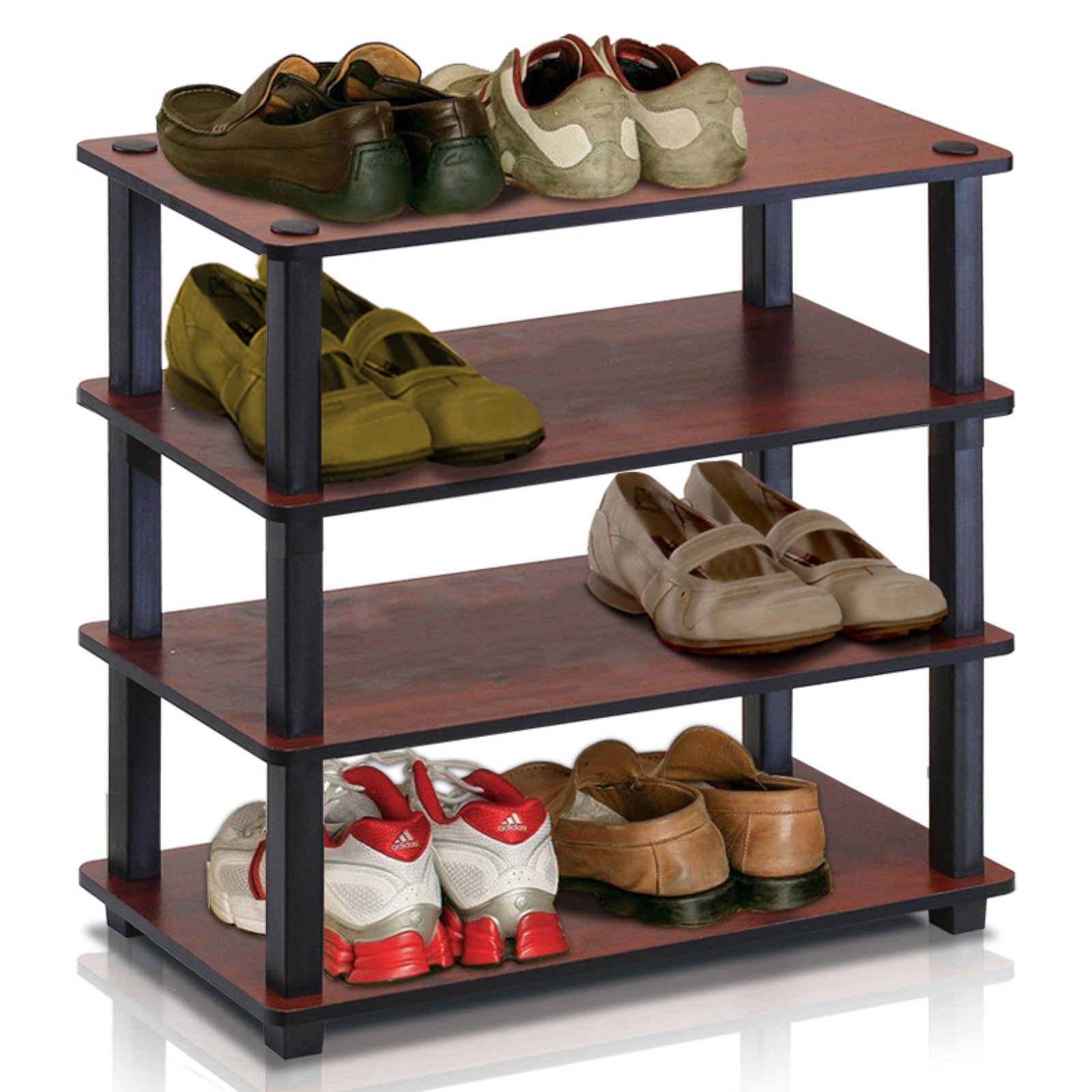 Mainstays 10Tier Shoe Rack, Powder Coated Black and Silver Finish, 30