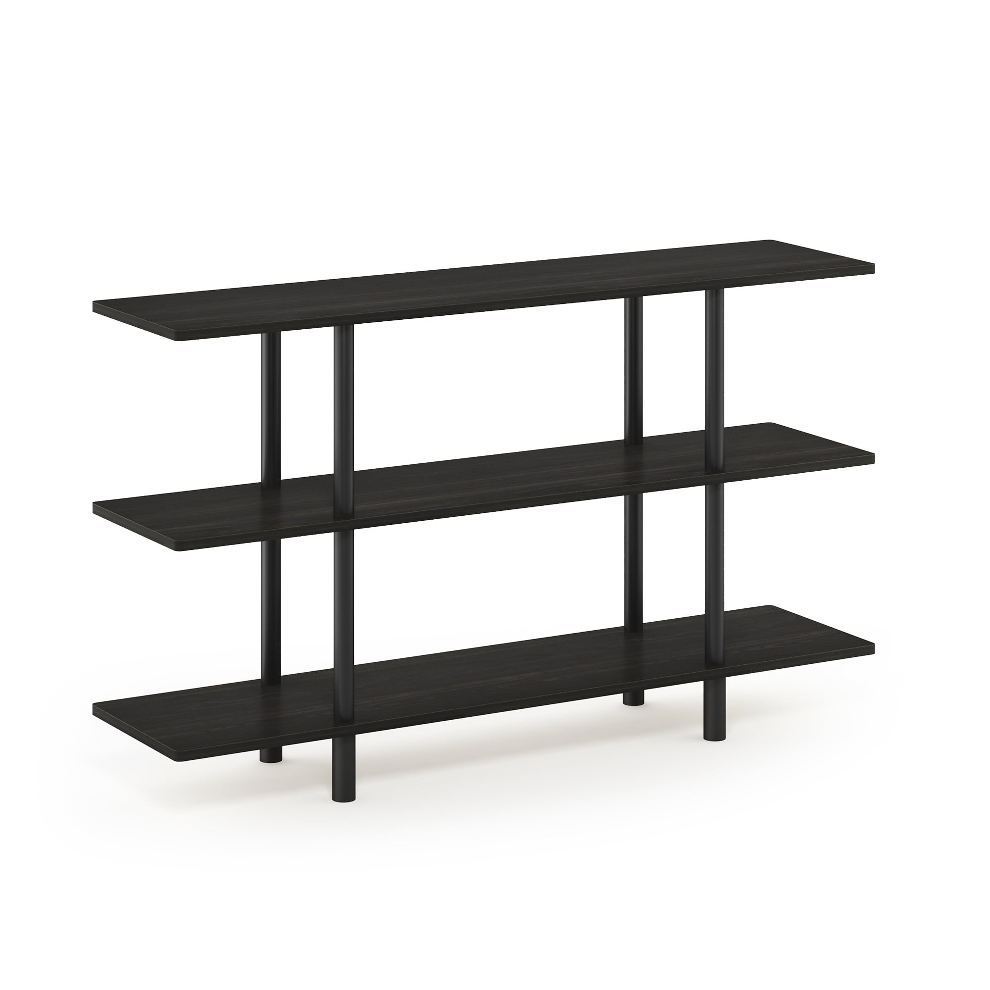 Furinno 47.24 W x 11.61 D x 27.83 H 3-Shelf Decorative Shelves, Black and Espresso