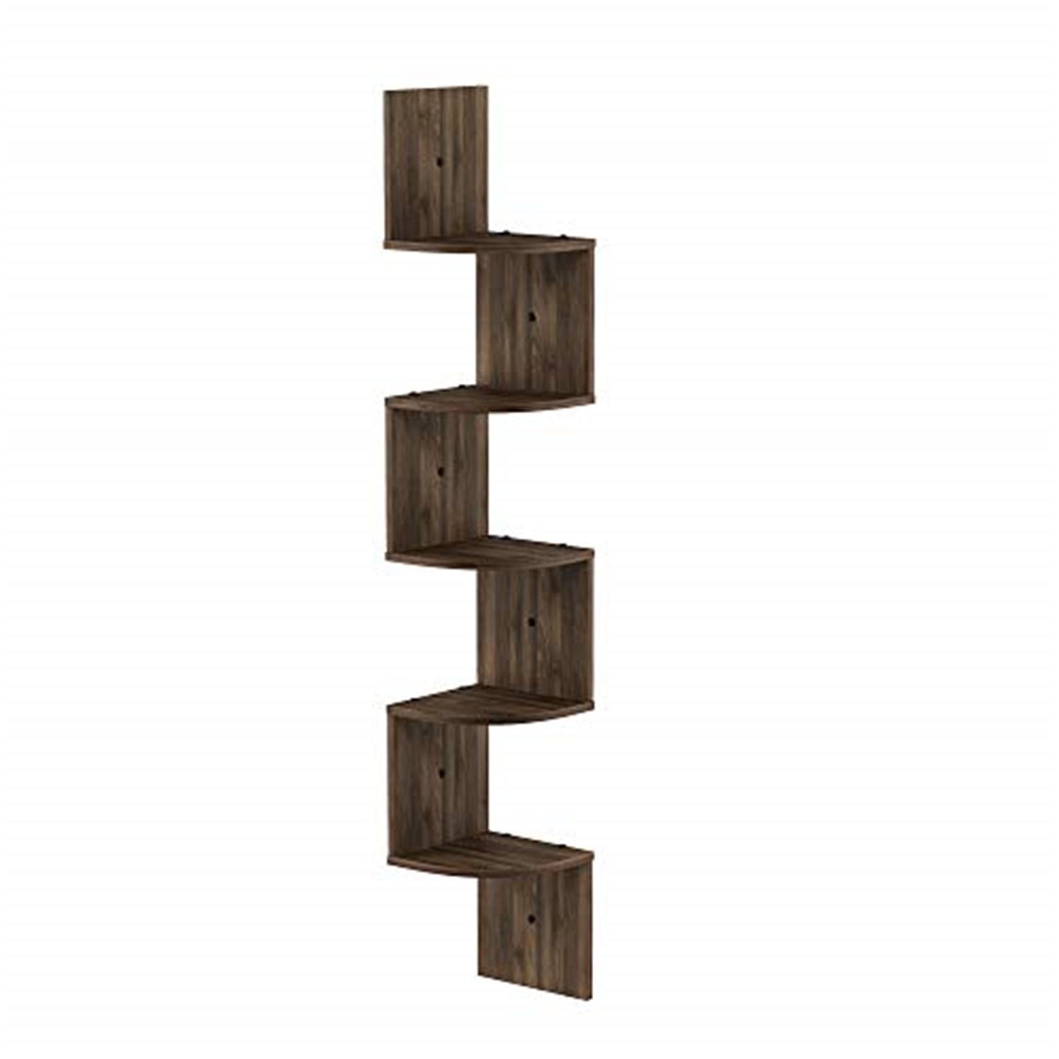 Furinno 5 Tier Wall Mount Floating Radial Corner Shelf, FR16122CWN