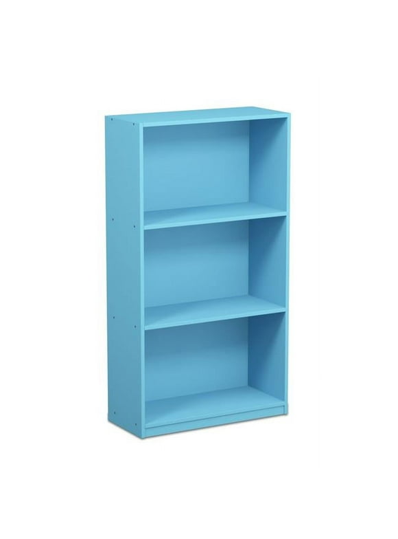 Furinno 99736LBL Basic 3-Tier Bookcase Storage Shelves - Light Blue
