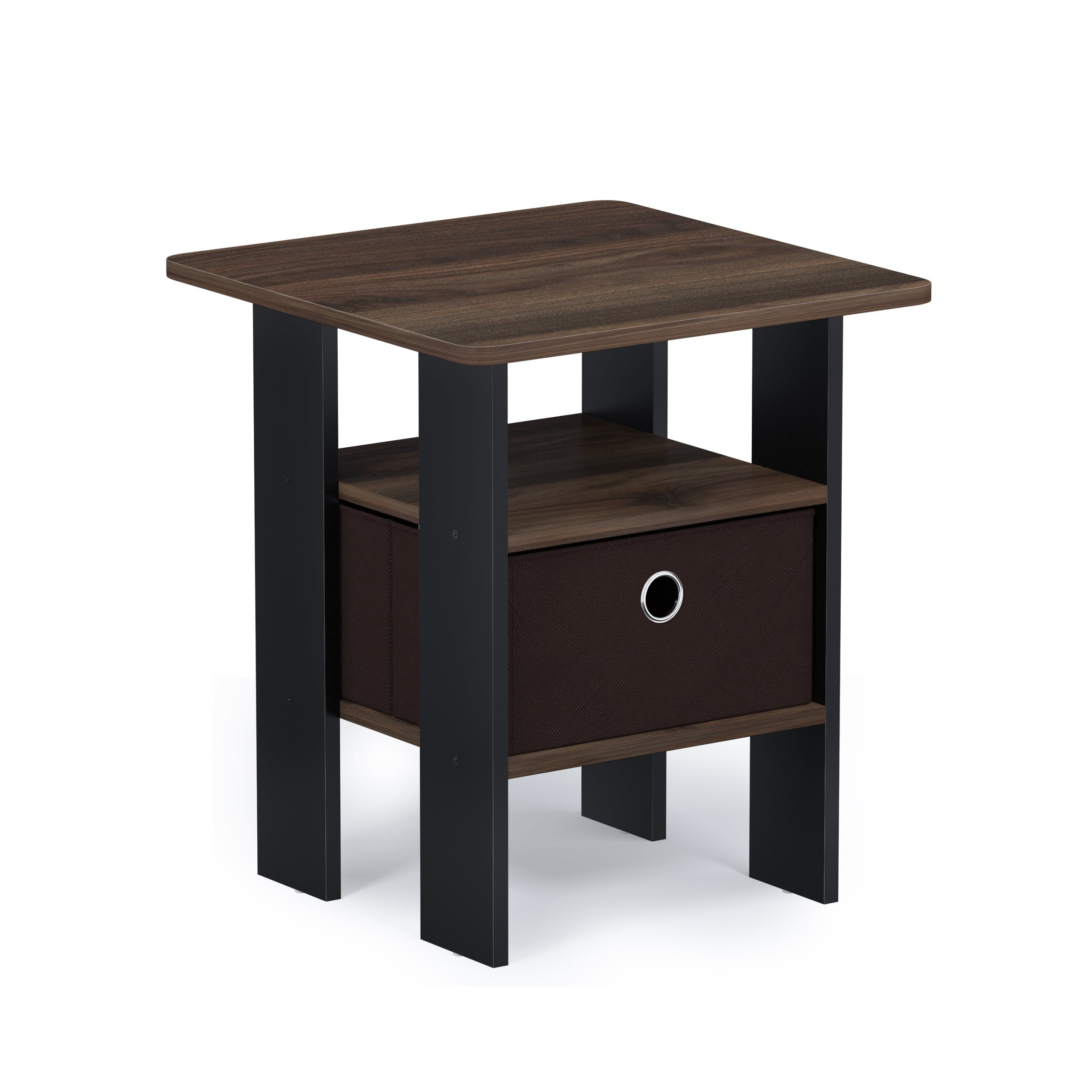 Furinno Andrey End Table Night Stand with Bin Drawer, Columbia Walnut