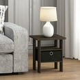 thumbnail image 1 of Furinno Andrey Engineered Wood End Table with Bin Drawer in Dark Brown/Black, 1 of 9