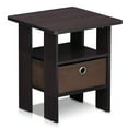 thumbnail image 1 of Furinno Andrey Engineered Wood End Table with Bin Drawer in Dark Walnut, 1 of 11