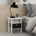 thumbnail image 1 of Furinno Andrey End Table Nightstand with Bin Drawer, Set of 2, White/Black, 1 of 7