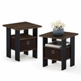 thumbnail image 1 of Furinno Andrey Set of 2 Side Table, Rustic Brown 2-Tier End Table, Open Shelf & Storage Bin Night Stand, Bedside Table for Living Room, Bedroom, Home Office, Brown Walnut, 1 of 5