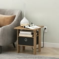 thumbnail image 1 of Furinno Andrey USB and Type-C Port Charging Station End Table with Storage Bin, Flagstaff Oak/Black, 1 of 7