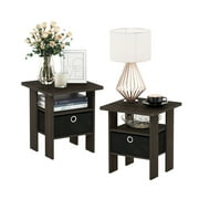 Furinno 2-11157DBR Petite End Table Bedroom Night Stand, Set of Two