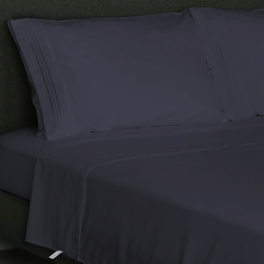 Furinno Angeland Vienne 4-Piece Microfiber Bed Sheet Set, Queen, Navy Blue