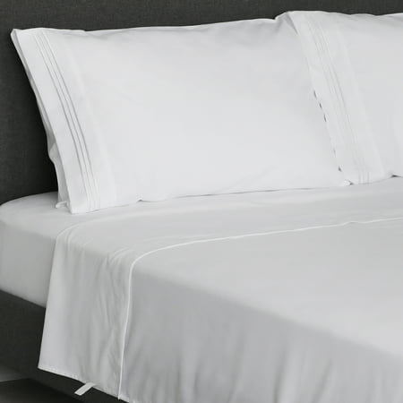 Furinno Angeland Vienne 4-Piece Microfiber Bed Sheet Set, Queen, White