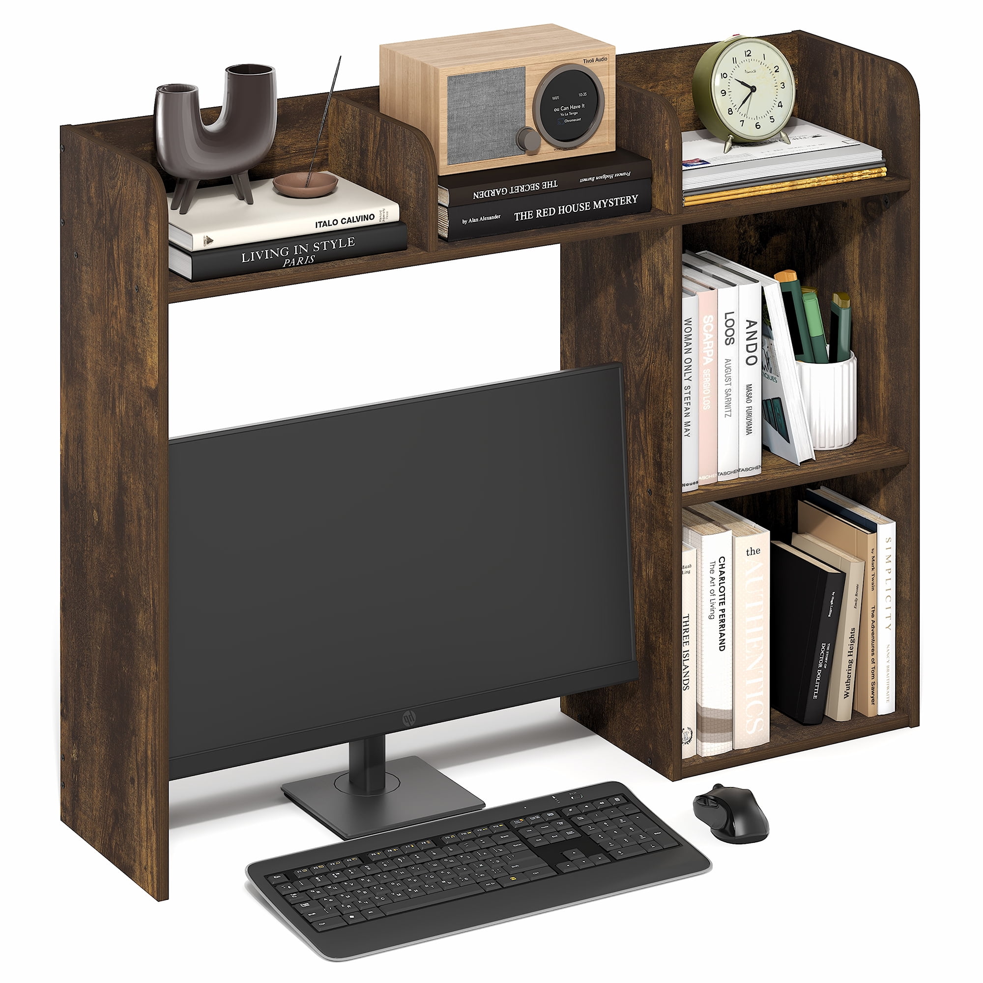 Furinno BASIC 5-Shelf Desktop Hutch Amber Pine