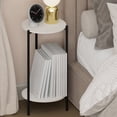 thumbnail image 1 of Furinno BESI 2-Tier Tall Metal Legs Round Open Shelf Nightstand White, 1 of 5