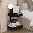 thumbnail image 1 of Furinno BESI Night Stand, 2-Tier Wide Round Nightstand with Metal Legs, Metal Frame End Table, Bedside Table, Side Table with Open Shelf, for Living Room, Bedroom, Americano, 1 of 4