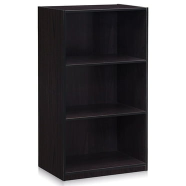 Furinno 99736DWN Basic 3-Tier Bookcase Storage Shelves, Dark Walnut