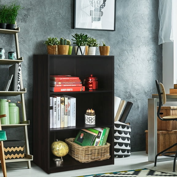 Furinno Basic 3 - Tier Bookcase Storage Shelves, Espresso