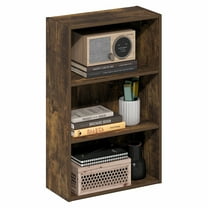 Furinno Basic 3-Tier Open Shelf Bookcase, Bookshelf, Storage Organizer, 7 x 17 x 26, Amber Pine