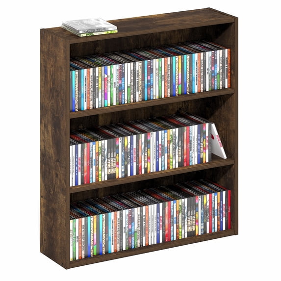 Furinno Basic 3-Tier Open Shelf Bookcase, Bookshelf, Storage Organizer, 7 x 24 x 26, Amber Pine