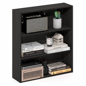 Furinno Basic 3-Tier Open Shelf Bookcase, Bookshelf, Storage Organizer, 7 x 24 x 26, Espresso