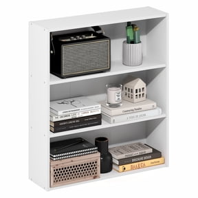 Furinno Basic 3-Tier Open Shelf Bookcase, Bookshelf, Storage Organizer, 7 x 24 x 26, White
