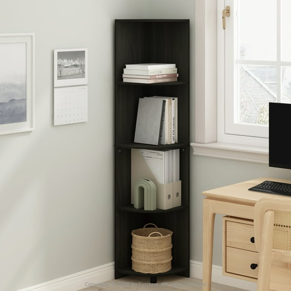Furinno Basic 4-Tier Corner Multipurpose Standing Shelf, Espresso