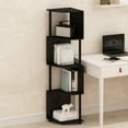 thumbnail image 1 of Furinno Basic 4-Tier Zigzag Corner Multipurpose Standing Shelf, Espresso/Black, 1 of 4